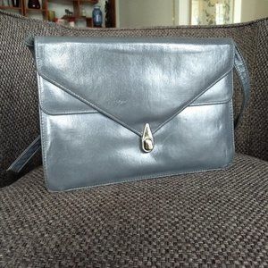 vintage 80s NWOT grey leather shoulder bag